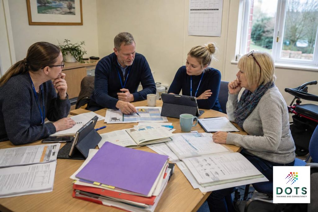 Community health and social care team planning equipment and adaptations before winter demand