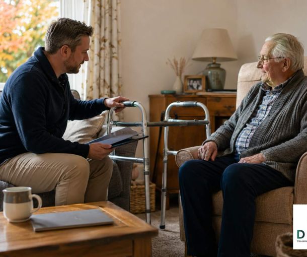 Trusted Assessor carrying out a home equipment assessment to support safe autumn and winter planning